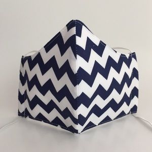 Navy Chevron Handmade Fabric Face Masks